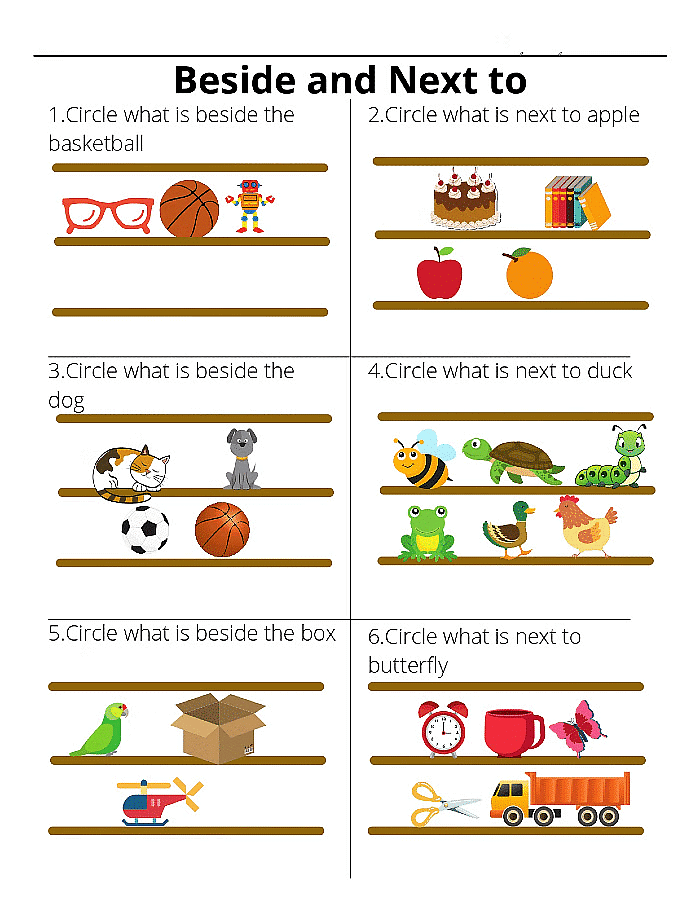 Worksheet Solutions: Beside and Next to | Maths for LKG