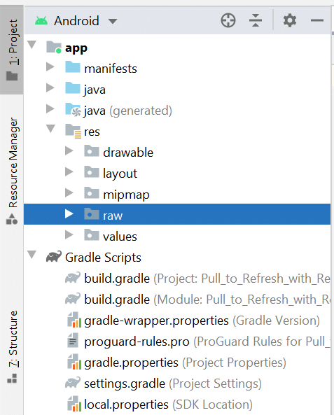 Resource Raw Folder in Android Studio - Software Development