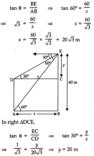 Unit Test (Solutions): Some Applications of Trigonometry | Mathematics (Maths) Class 10
