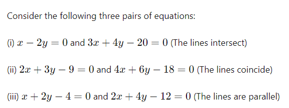 Pair of Linear Equations in two Variables Class 10 Notes Maths Chapter 3