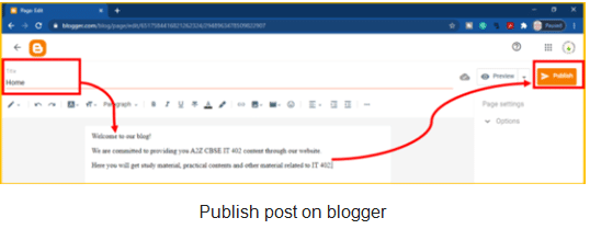 Creating & Publishing Web Pages – Blog - Class 10