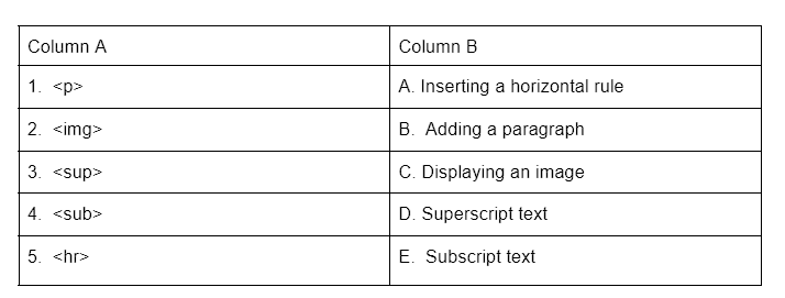 Worksheet: HTML Basics | Computer Application: Class 10