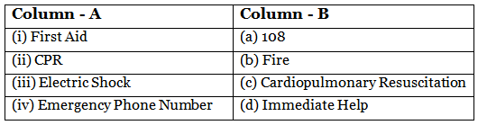 Safety and First Aid - 1 Class 5 Worksheet Science