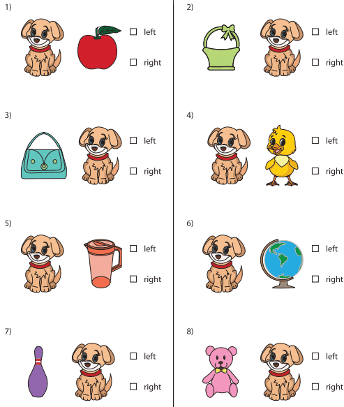 Worksheet: Left and Right | Maths for LKG