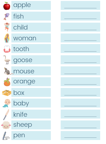 Worksheet Solutions: Singular Plural - 1 | English for LKG