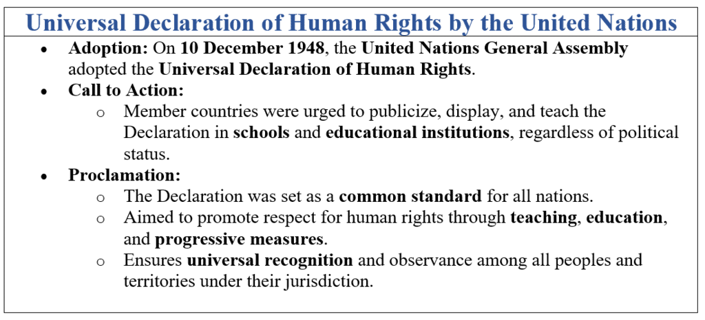 Universal Declaration of Human Rights by the United Nations 