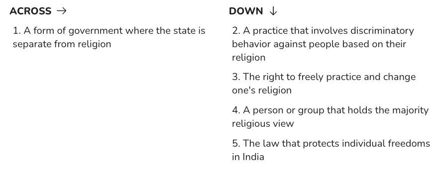 Assignment: Understanding Secularism | Social Studies (SST) Class 8