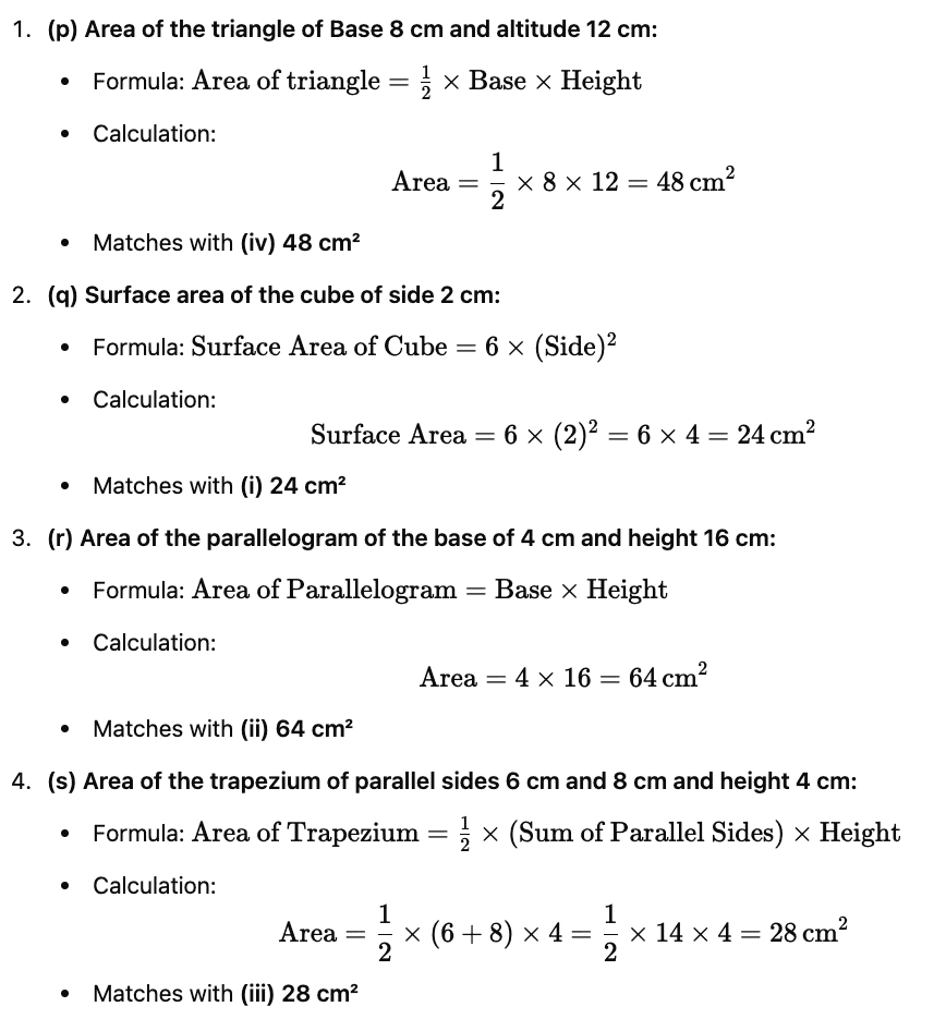 Important Questions for Class 8 Maths - Mensuration