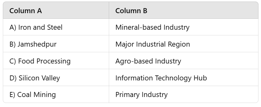 Industries Class 8 Worksheet Geography Chapter 4
