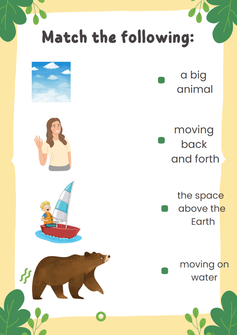 A Show of Clouds - 2 Class 2 Worksheet English Mridang