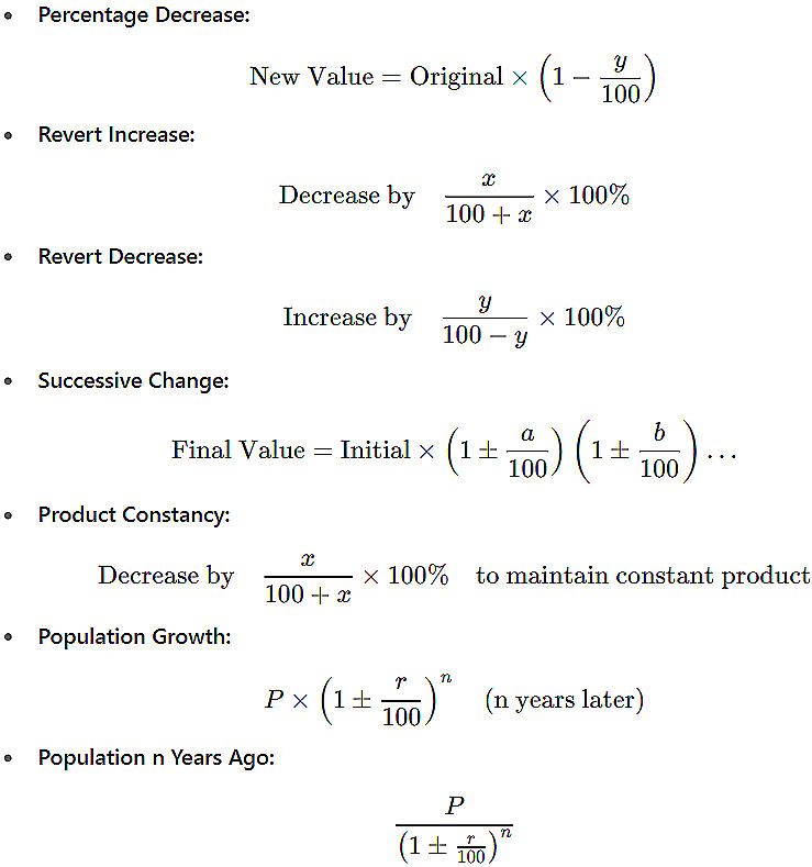 Important Formulas for CAT Percentages