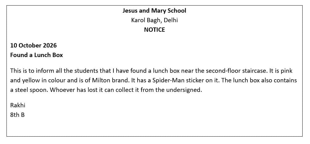  Notice Writing Samples 