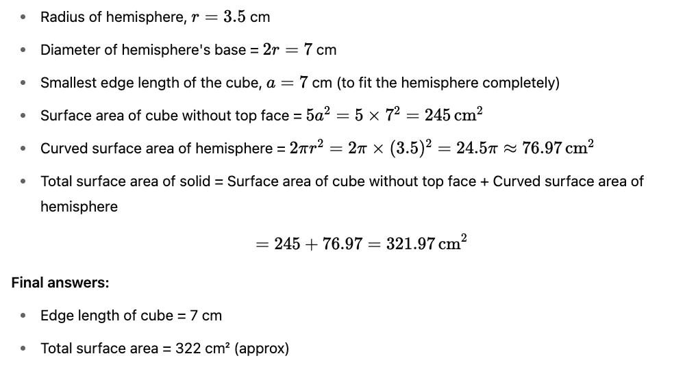 Class 10 Maths Chapter 12 Previous Year Questions - Surface Area and Volumes