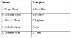 Q5: Match the type of noun with its example.