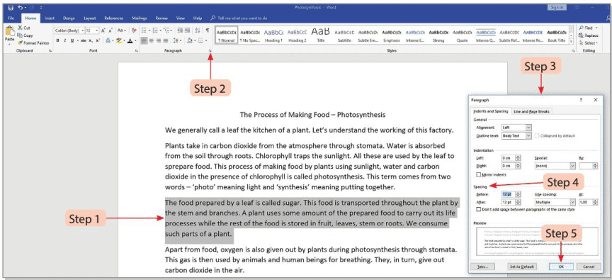 Formatting in Word 2016 Chapter Notes | Computer Studies Class 4 ICSE