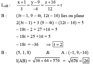 JEE Main Previous year questions (2021-23): Vector Algebra and Three Dimensional Geometry - 1