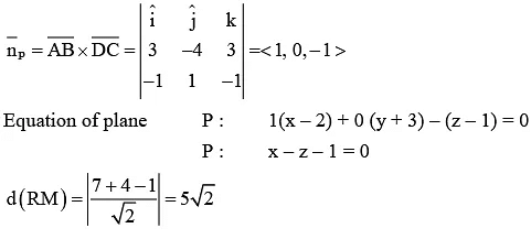 JEE Main Previous year questions (2021-23): Vector Algebra and Three Dimensional Geometry - 1