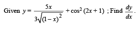 JEE Advanced (Subjective Type Questions): Differentiation | Chapter-wise Tests for JEE Main & Advanced