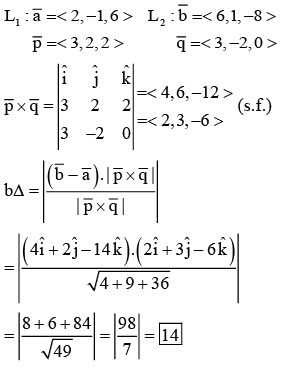 JEE Main Previous year questions (2021-23): Vector Algebra and Three Dimensional Geometry - 1
