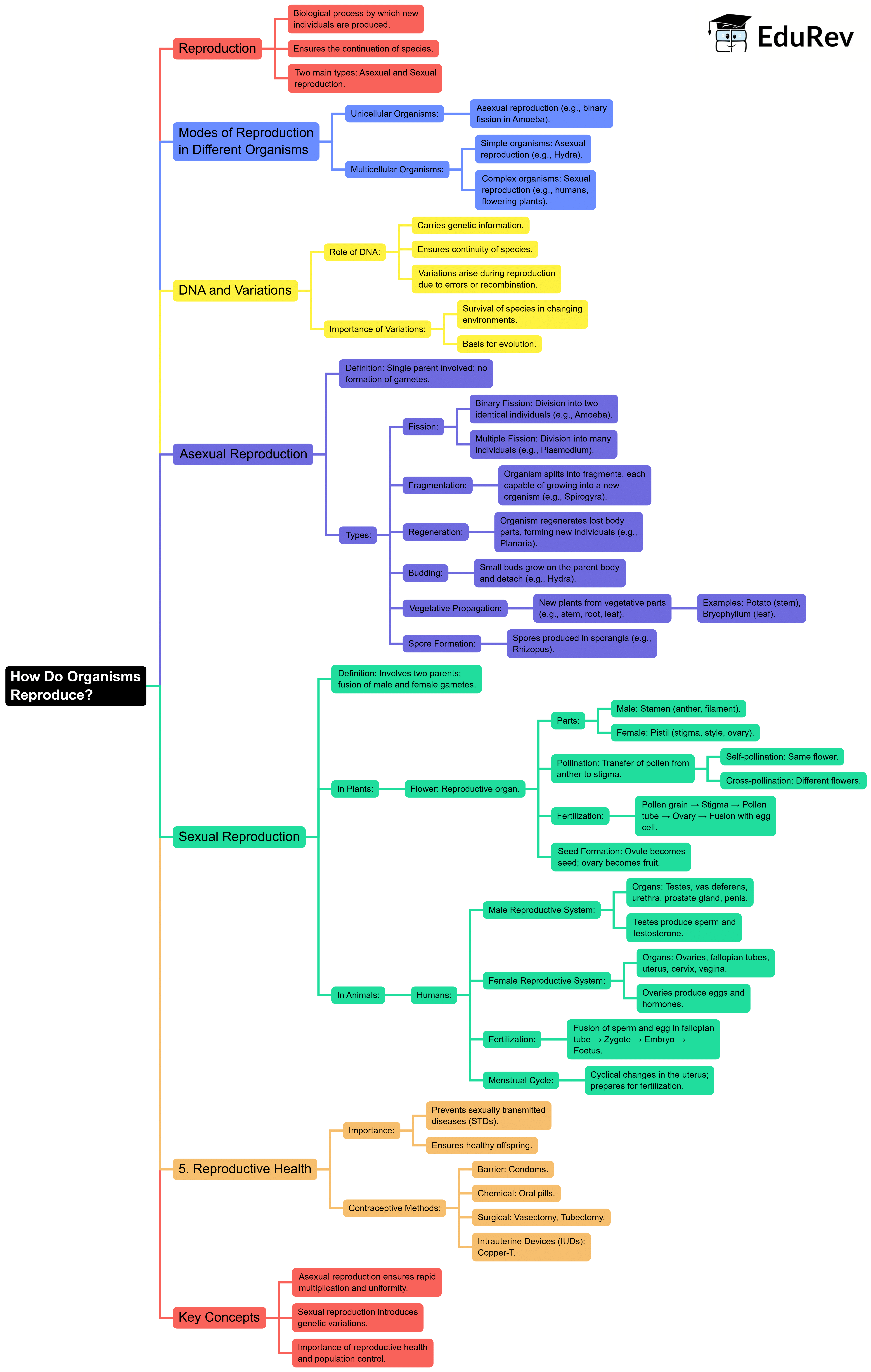 Mind Map: How do Organisms Reproduce? | Science Class 10