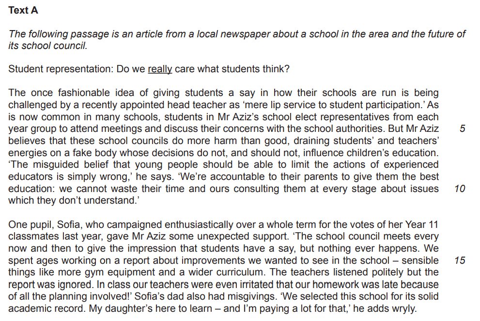 Demo Answer: Speech | English Language for GCSE/IGCSE - Class 10
