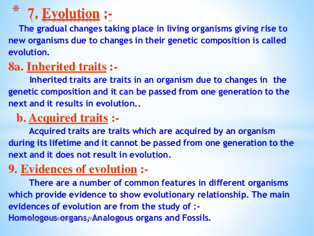 Notes of heredity and evolution - Class 10