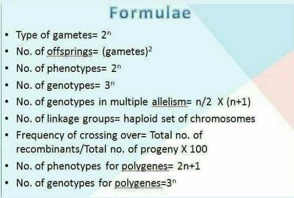 Genetics Math Formulas Formulas to solve problems based on genetics? - EduRev NEET Question