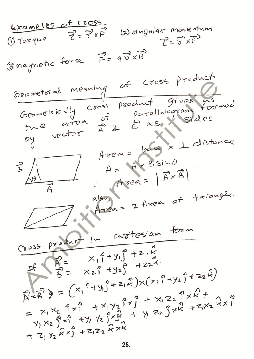 Scalar and Vector Theory Sheets, Class 12, Electrostatics (IIT and AIPMT) - Class 11