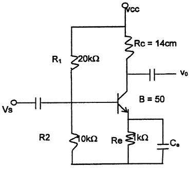 The transconductance of a transistor as shown in figure is 10 mS. The ...