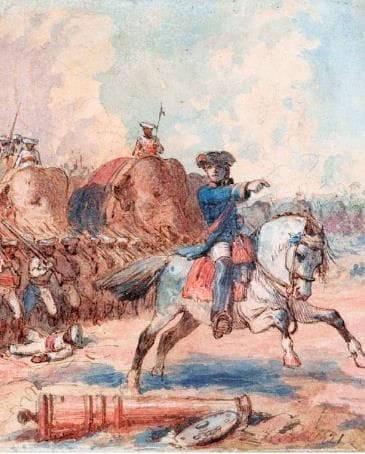 Clive leading the East India Company’s troops at Plassey