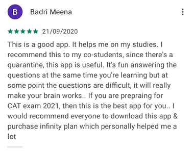 What users say about EduRev Infinity Package for CAT?