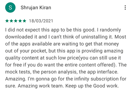 What users say about EduRev Infinity Package for CAT?