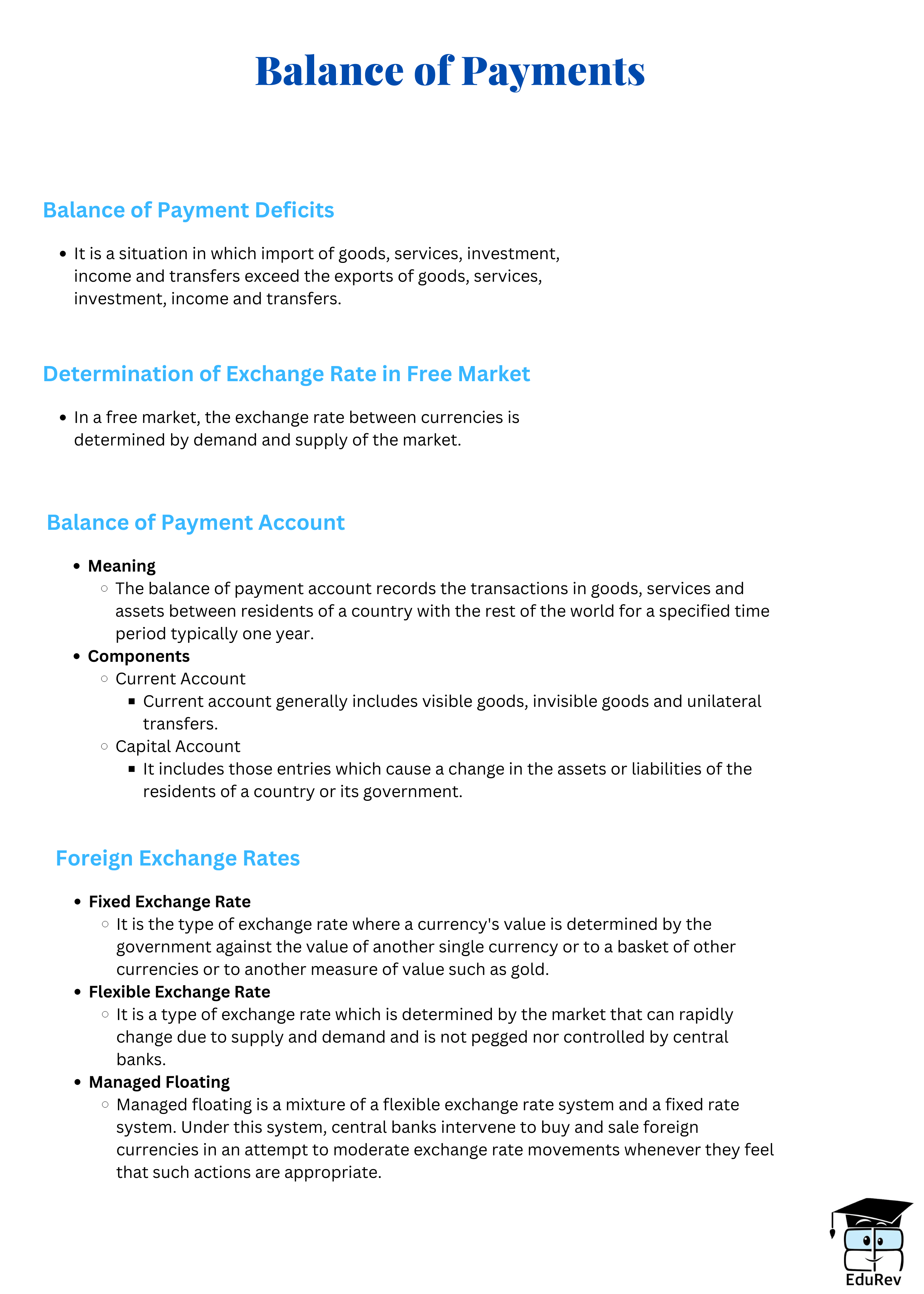 Mind Map: Balance of Payments