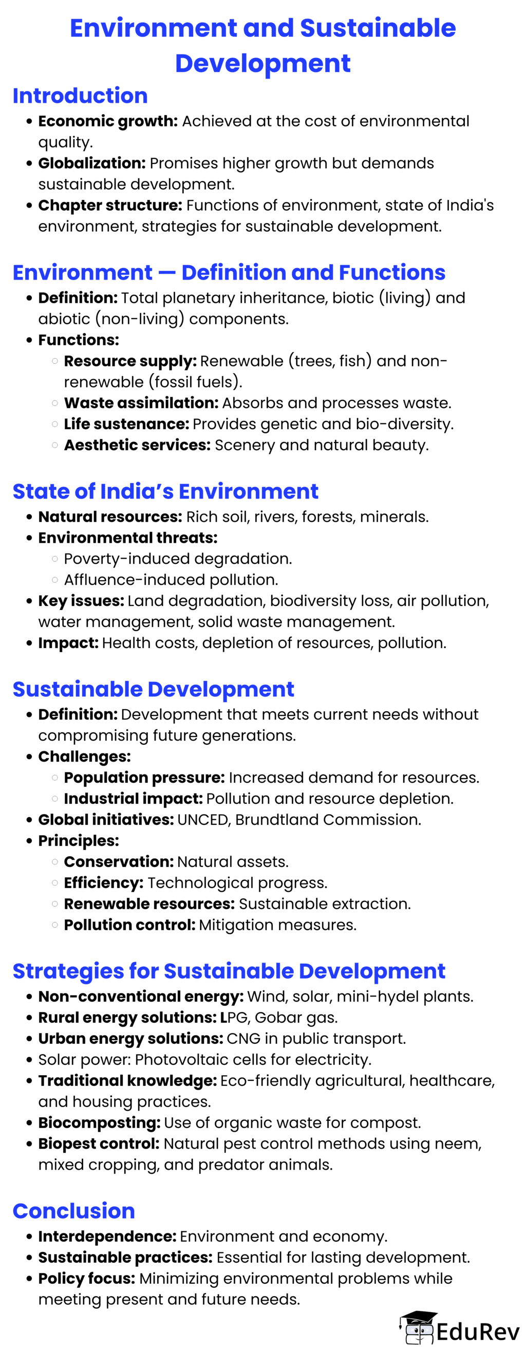 Mind Map: Environment and Sustainable Development | Economics Class 12 - Commerce