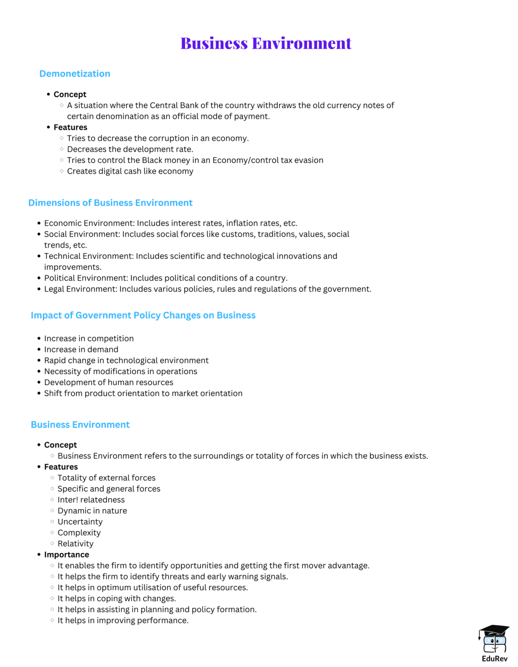 Mind Map: Business Environment | Business Studies (BST) Class 12 - Commerce