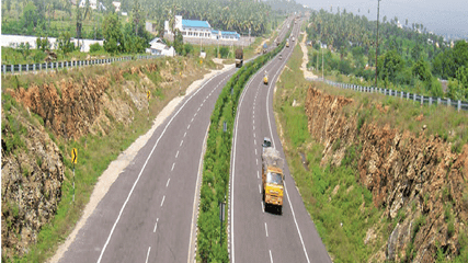 The national highways are constructed and maintained by the central government. The state highways are maintained by the state governments.