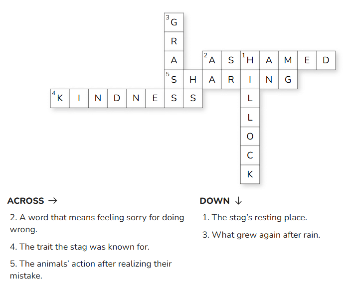 Class 4 English Worksheet Solutions Chapter 5 The Old Stag