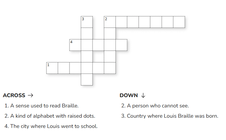 Class 4 English Worksheet Solutions Chapter 6 Braille