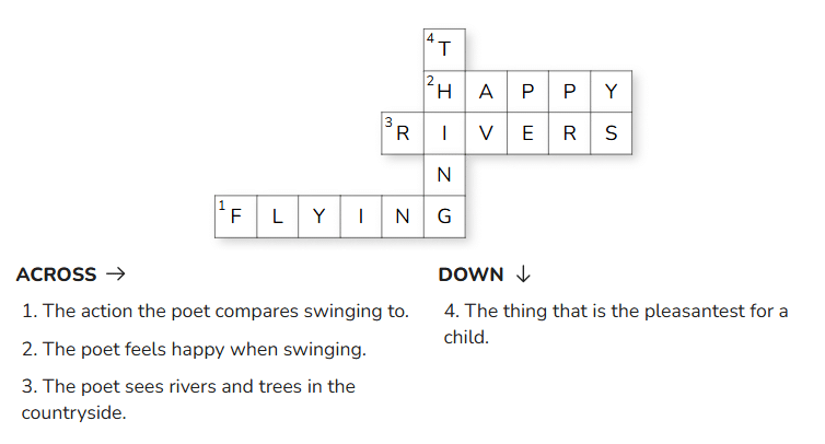 Class 4 English Worksheet Solutions Chapter 10 The Swing