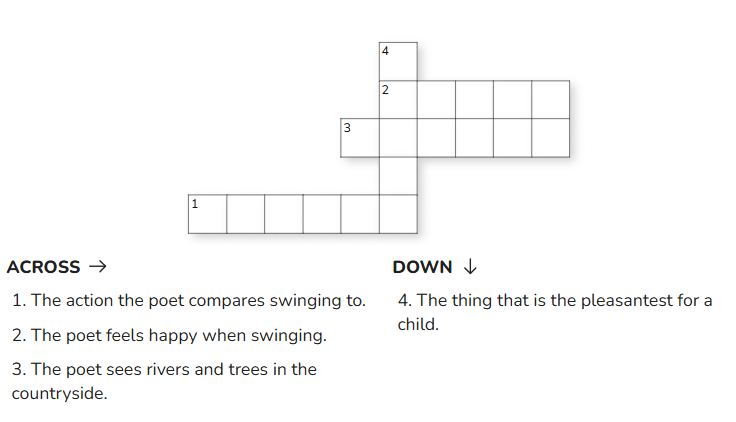 Class 4 English Worksheet Solutions Chapter 10 The Swing
