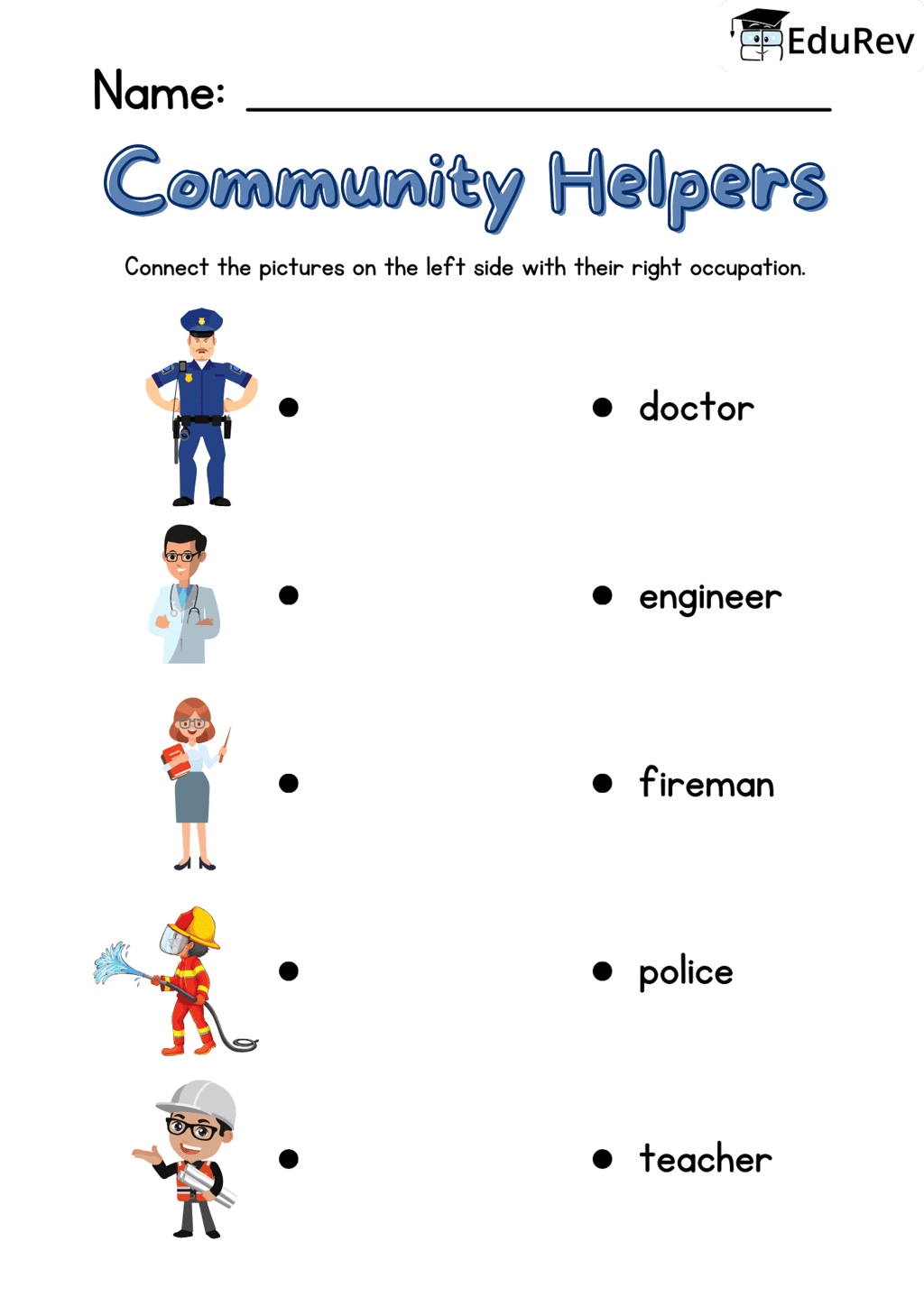 Visual Worksheets - Community Helpers | Worksheets with solutions for Class 1
