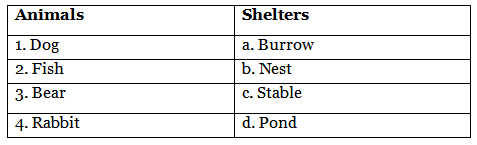 Animals- Food and Shelter - 2 Class 1 Worksheet Science