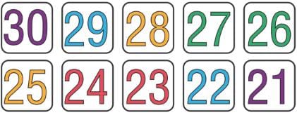 Worksheet Solution: Numbers from Twenty-one to Fifty - 2