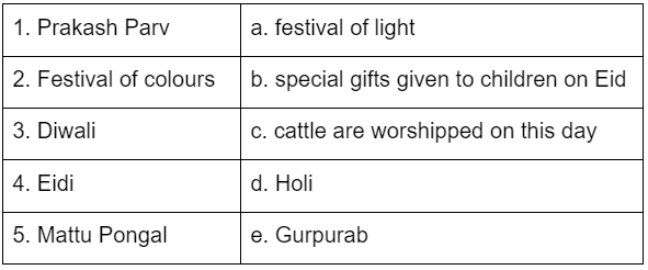 Class 2 Social Science Festivals - CBSE Worksheets- 1
