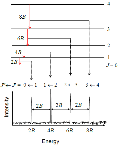 Energy levels and line positions calculated in the rigid rotor approximation