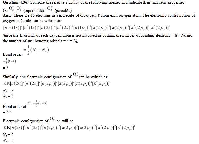 Chemical Bonding, NCERT Solutions, Class 11, Chemistry | Additional Study Material for Class 11