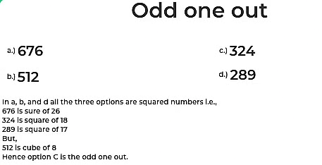 Important Formulas: Odd Man Out | General Intelligence and Reasoning for SSC CGL