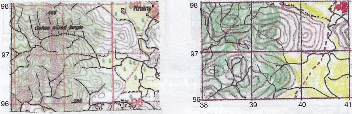 Q21: Give four figure grid reference of the temporary huts