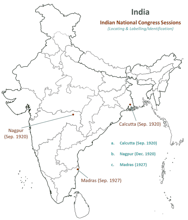 Map: Nationalism in India | Social Studies (SST) Class 10