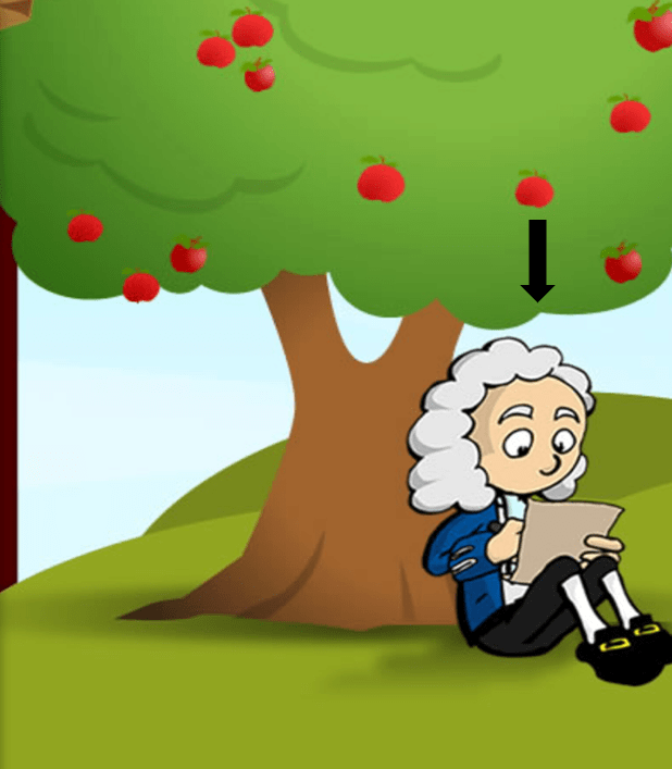 Issac Newton sitting under the Apple tree